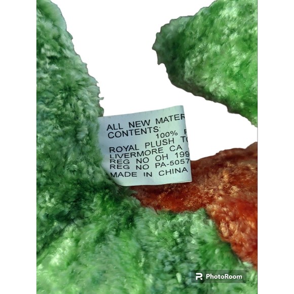 Royal Plush Toys Green Orange Dolphin Stuffed Plush Toy 12" Long Flaw Blue Eyes - Picture 9 of 10